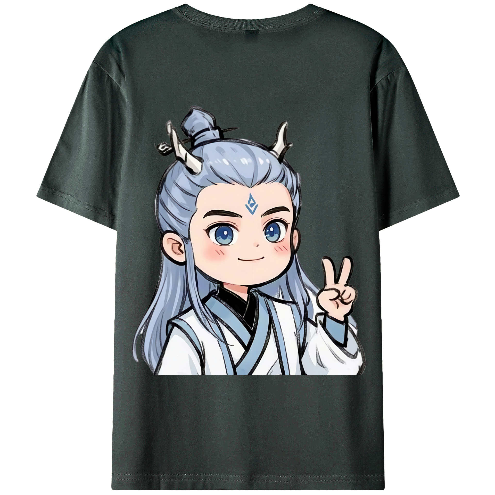 （画像用） Ne Zha 2 ナタ 魔童の大暴れ 綿100％ メンズ半袖Tシャツ（バックプリント） 通気性